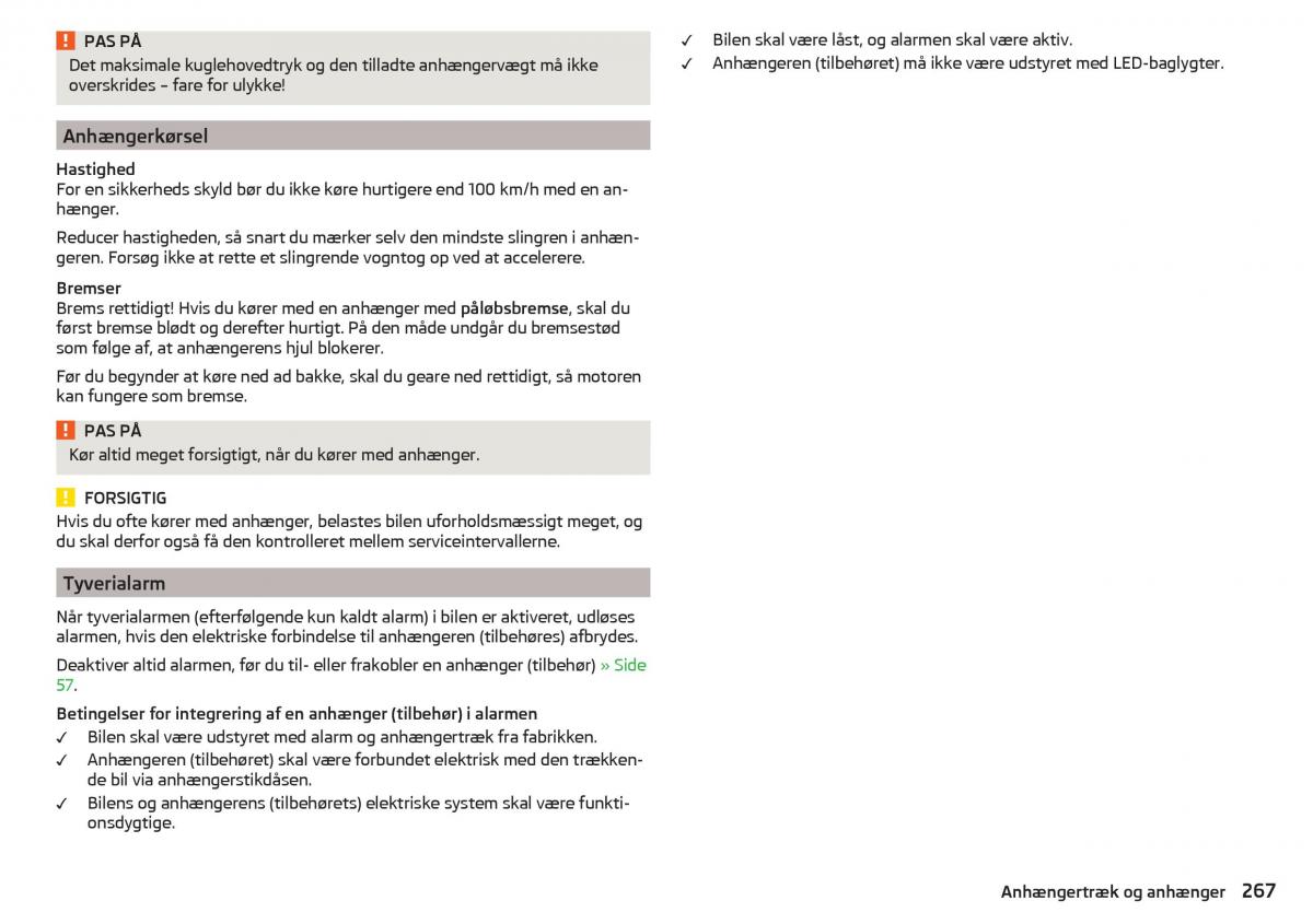 Skoda Kodiaq Bilens instruktionsbog / page 269