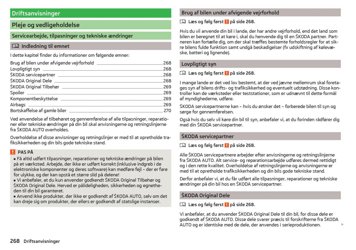 Skoda Kodiaq Bilens instruktionsbog / page 270