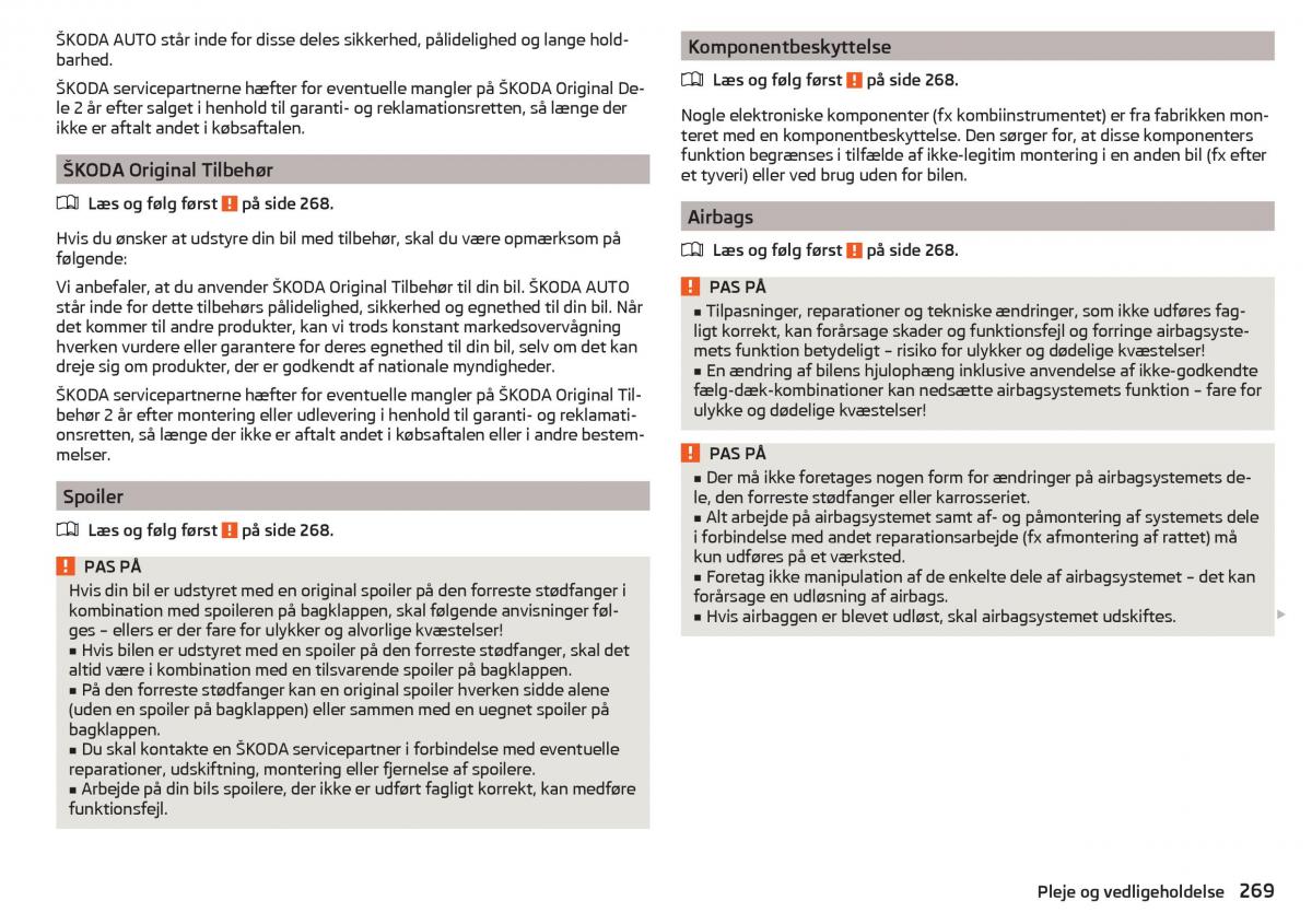 Skoda Kodiaq Bilens instruktionsbog / page 271