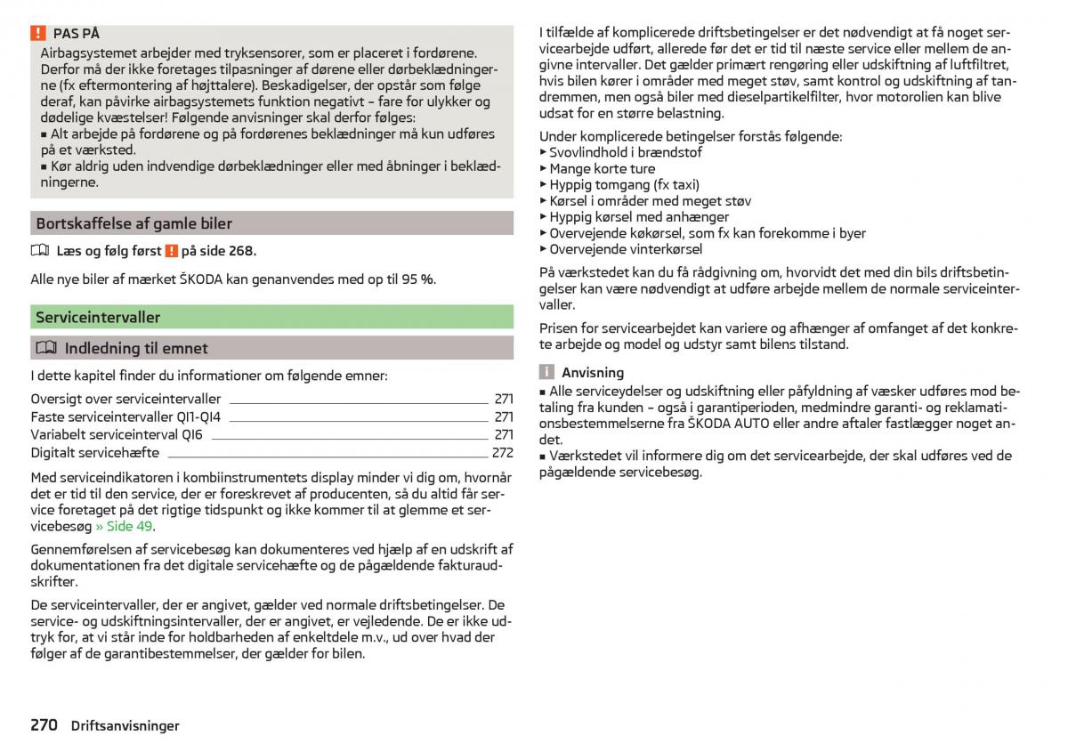 Skoda Kodiaq Bilens instruktionsbog / page 272