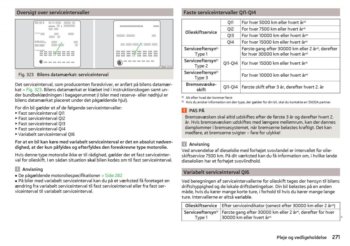 Skoda Kodiaq Bilens instruktionsbog / page 273