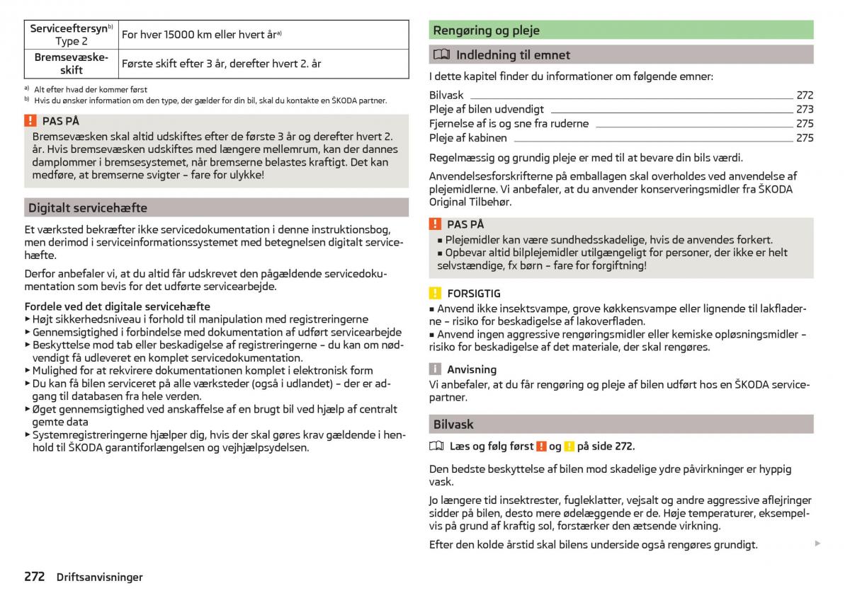 Skoda Kodiaq Bilens instruktionsbog / page 274