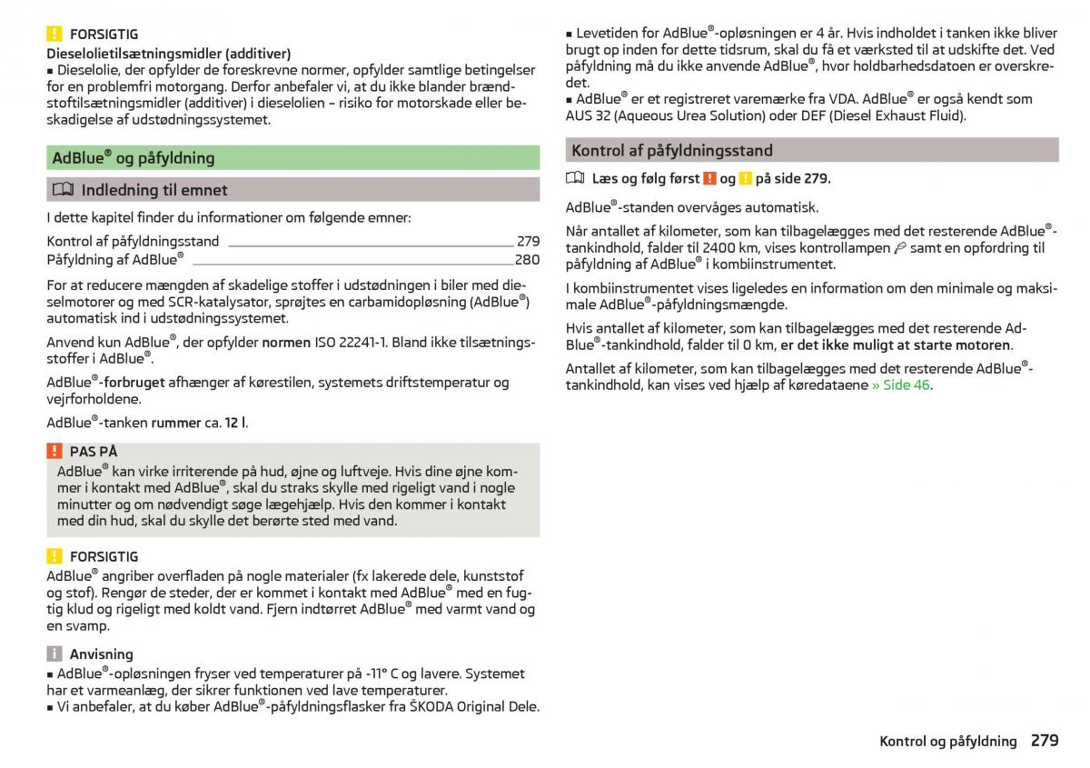 Skoda Kodiaq Bilens instruktionsbog / page 281