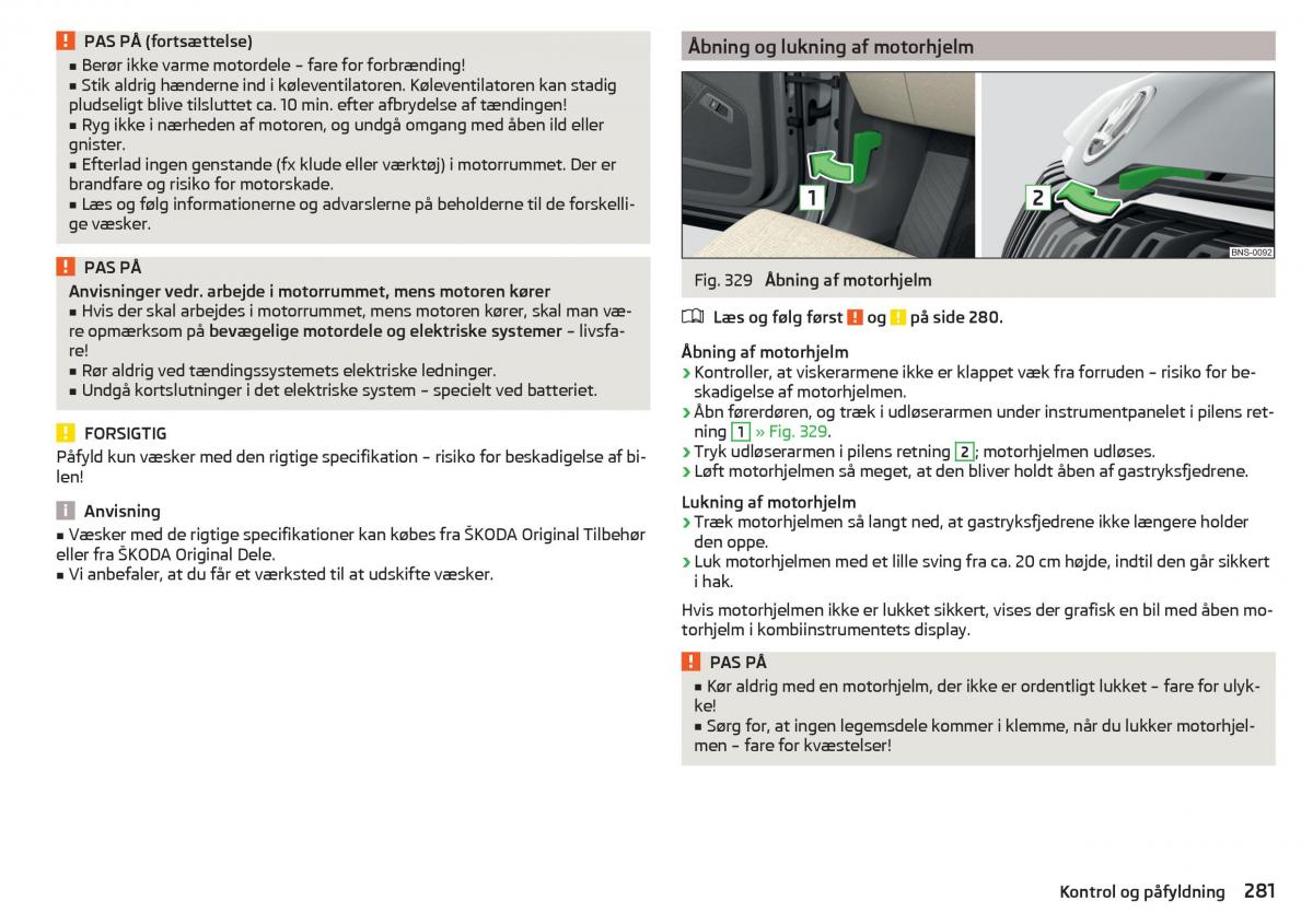 Skoda Kodiaq Bilens instruktionsbog / page 283