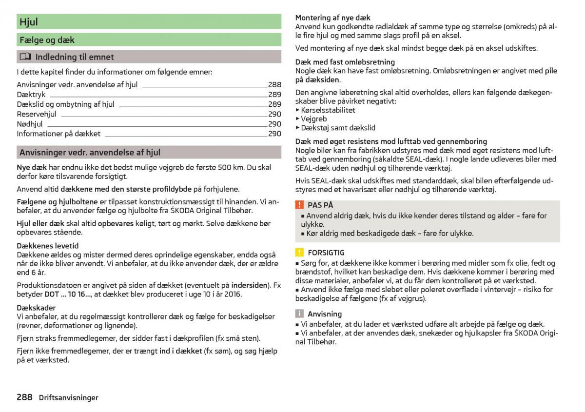 Skoda Kodiaq Bilens instruktionsbog / page 290