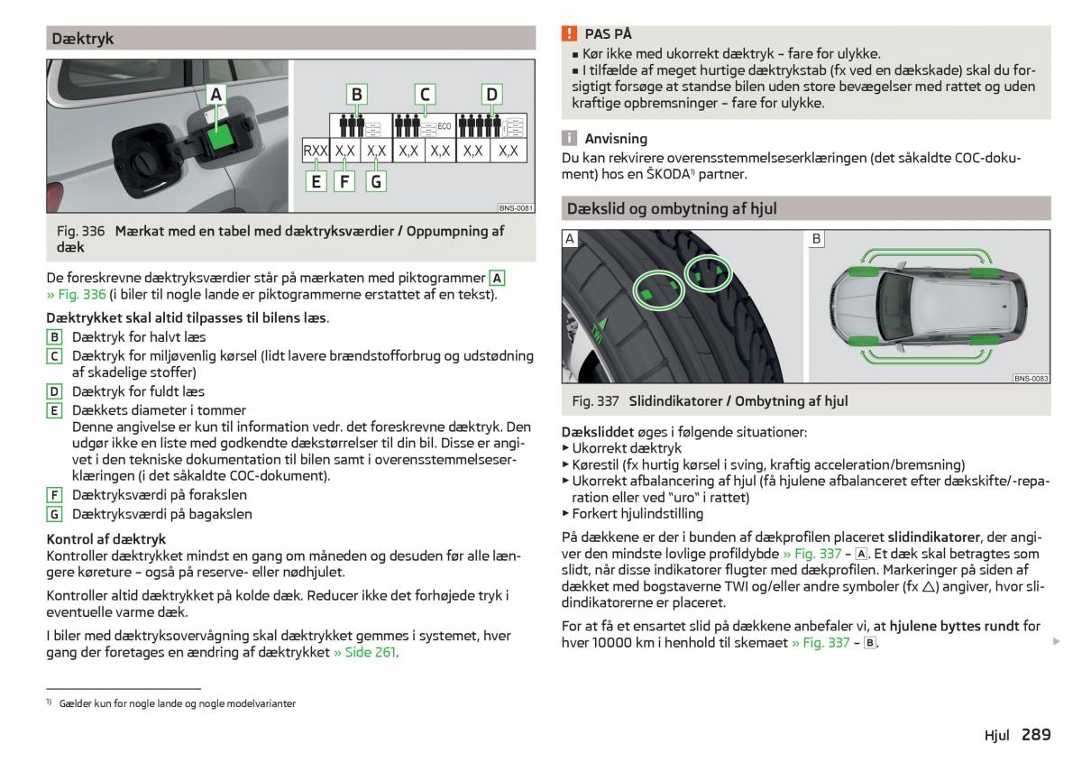 Skoda Kodiaq Bilens instruktionsbog / page 291