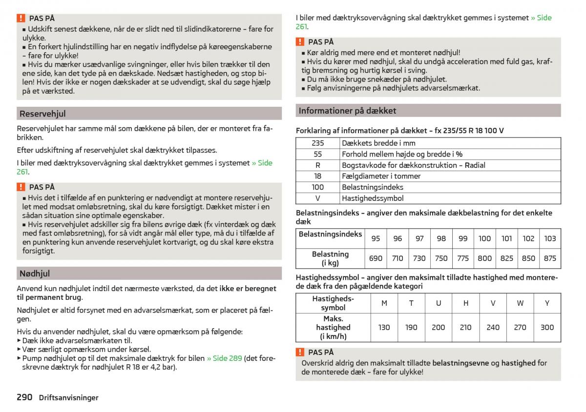 Skoda Kodiaq Bilens instruktionsbog / page 292