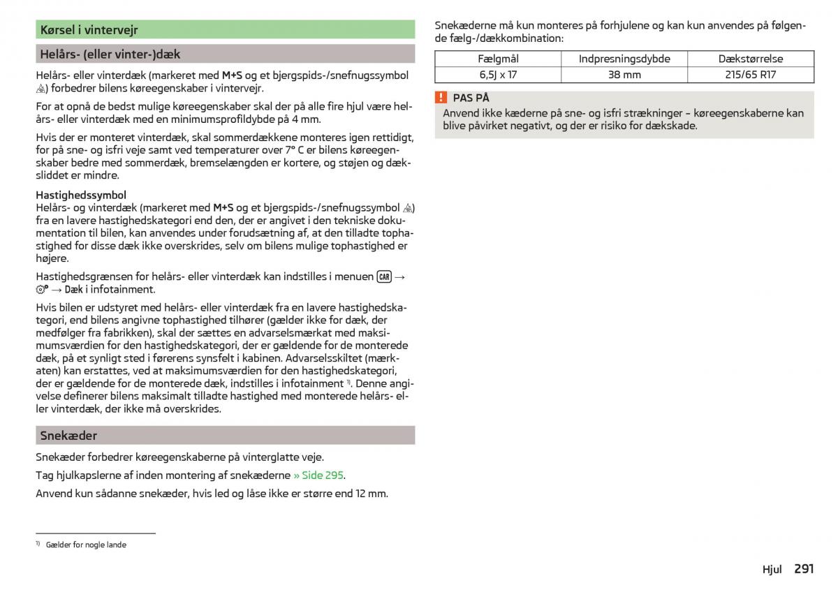 Skoda Kodiaq Bilens instruktionsbog / page 293