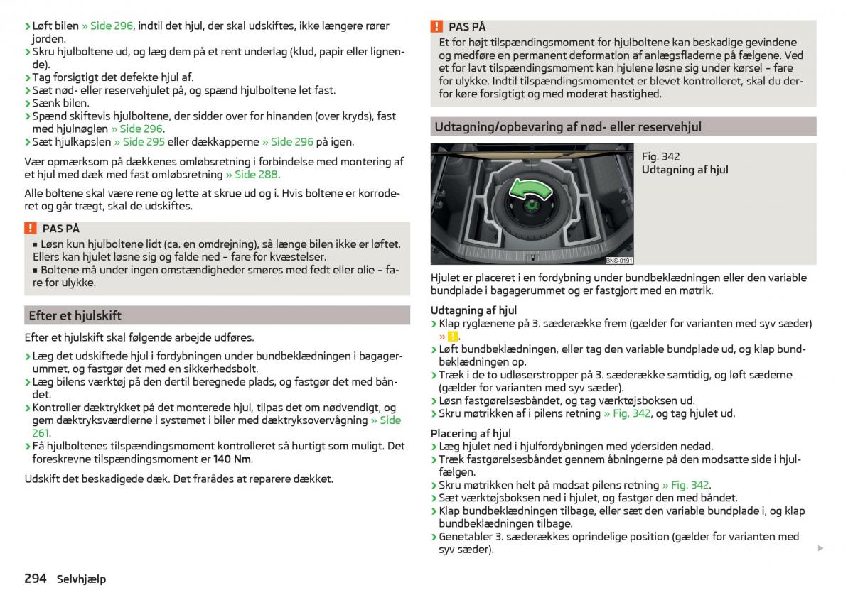 Skoda Kodiaq Bilens instruktionsbog / page 296