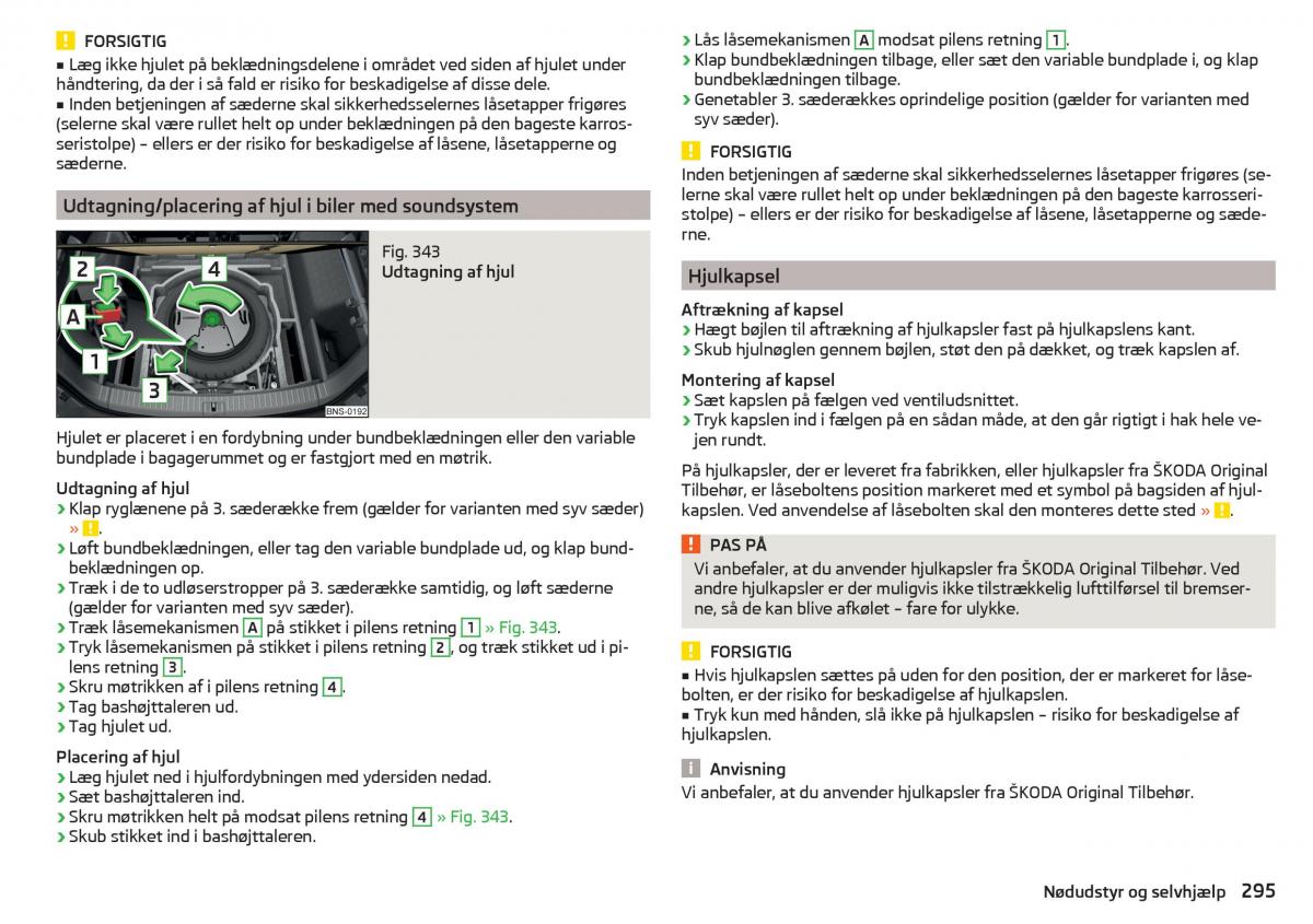 Skoda Kodiaq Bilens instruktionsbog / page 297