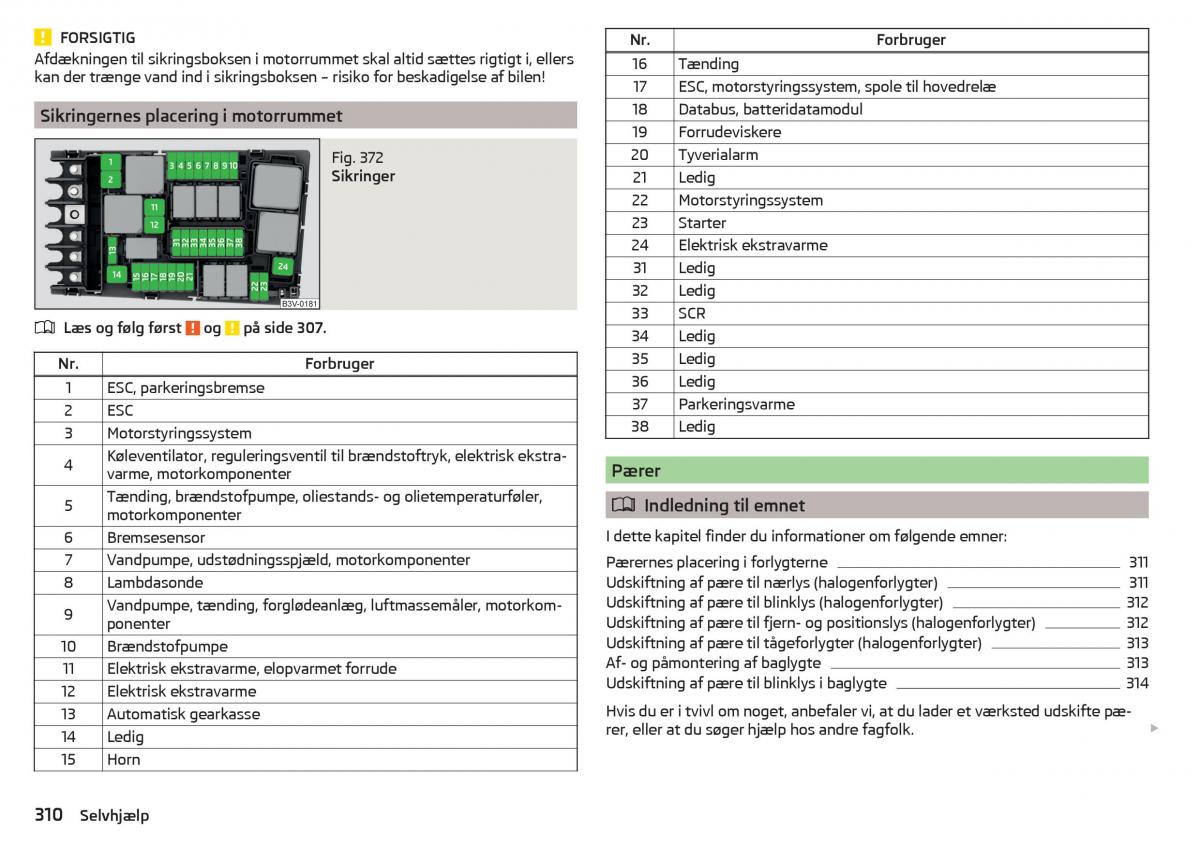 Skoda Kodiaq Bilens instruktionsbog / page 312