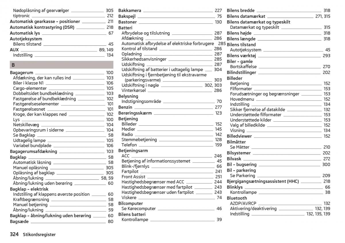 Skoda Kodiaq Bilens instruktionsbog / page 326