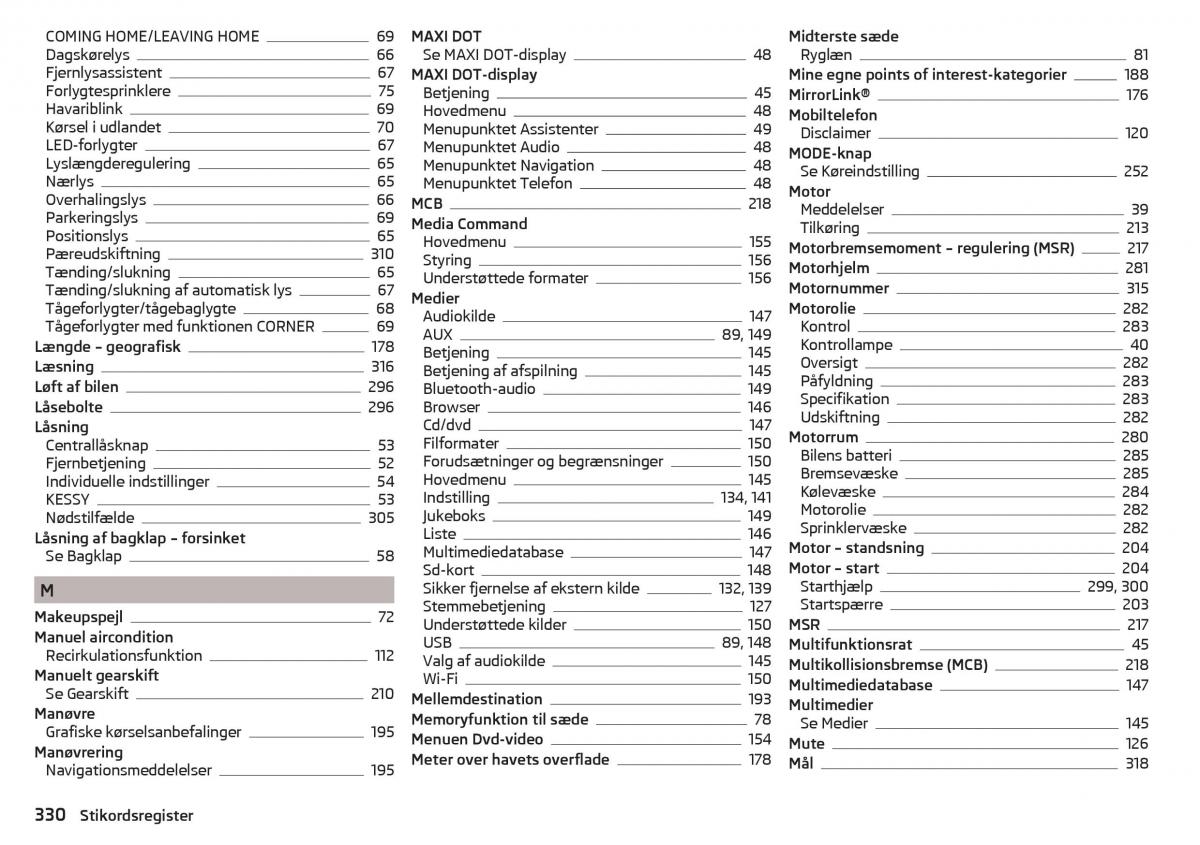 Skoda Kodiaq Bilens instruktionsbog / page 332