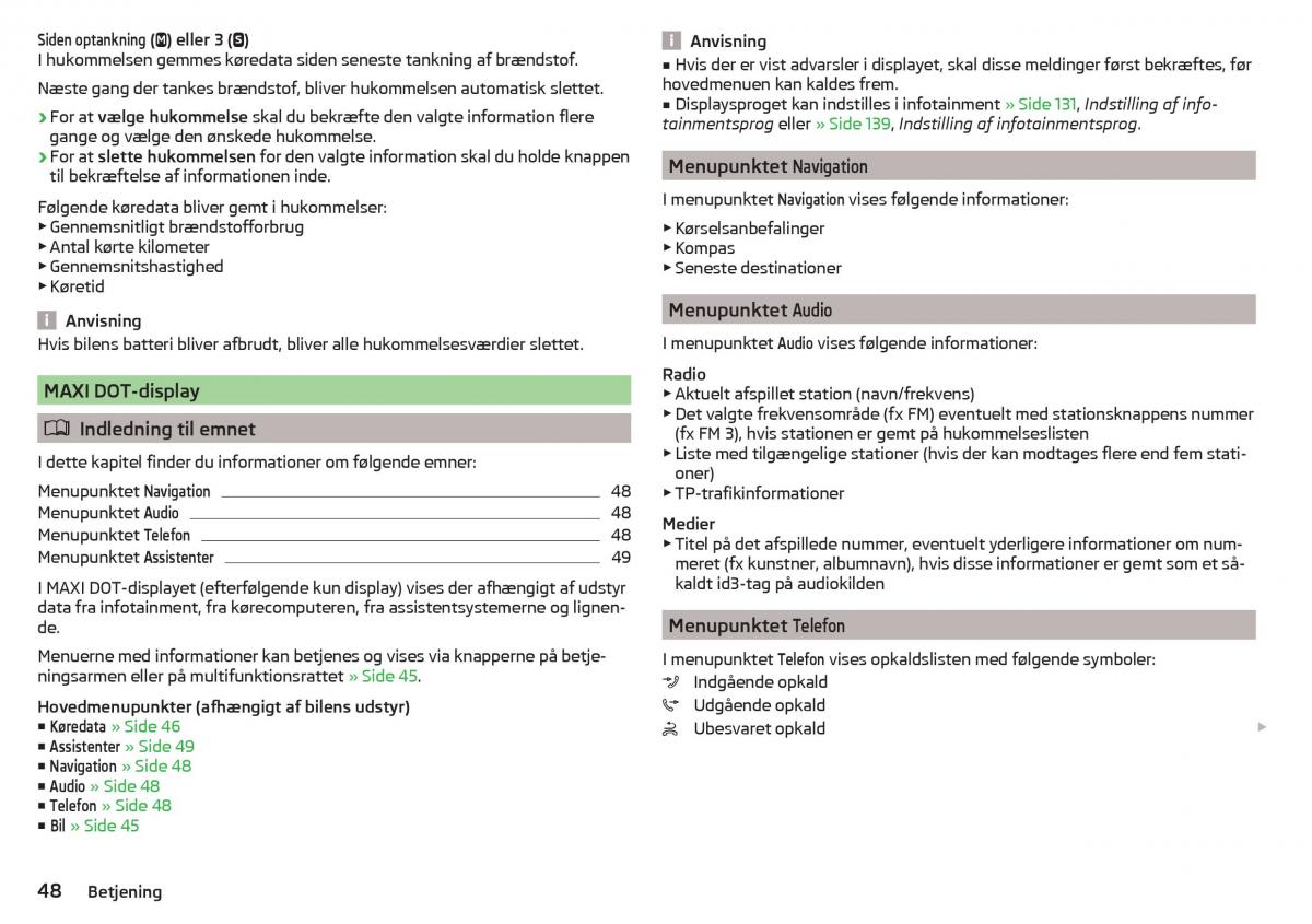 Skoda Kodiaq Bilens instruktionsbog / page 50