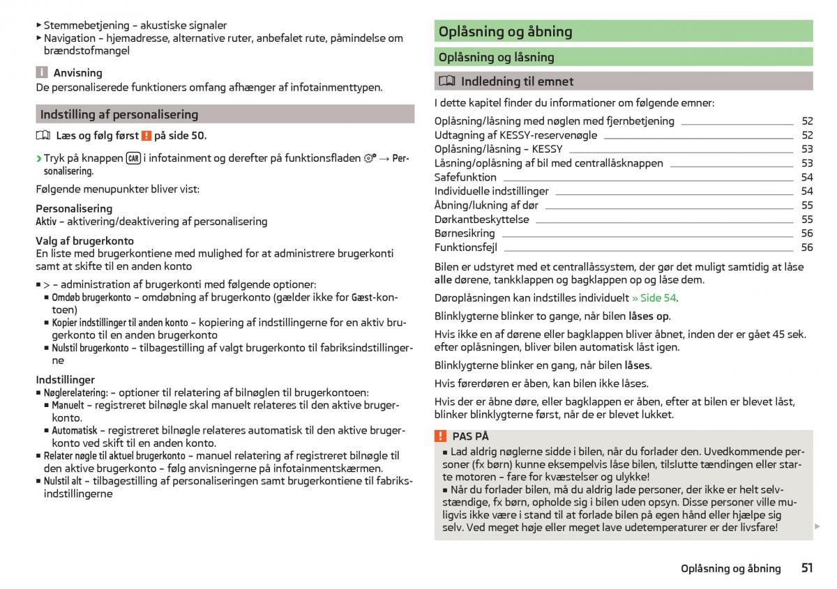 Skoda Kodiaq Bilens instruktionsbog / page 53