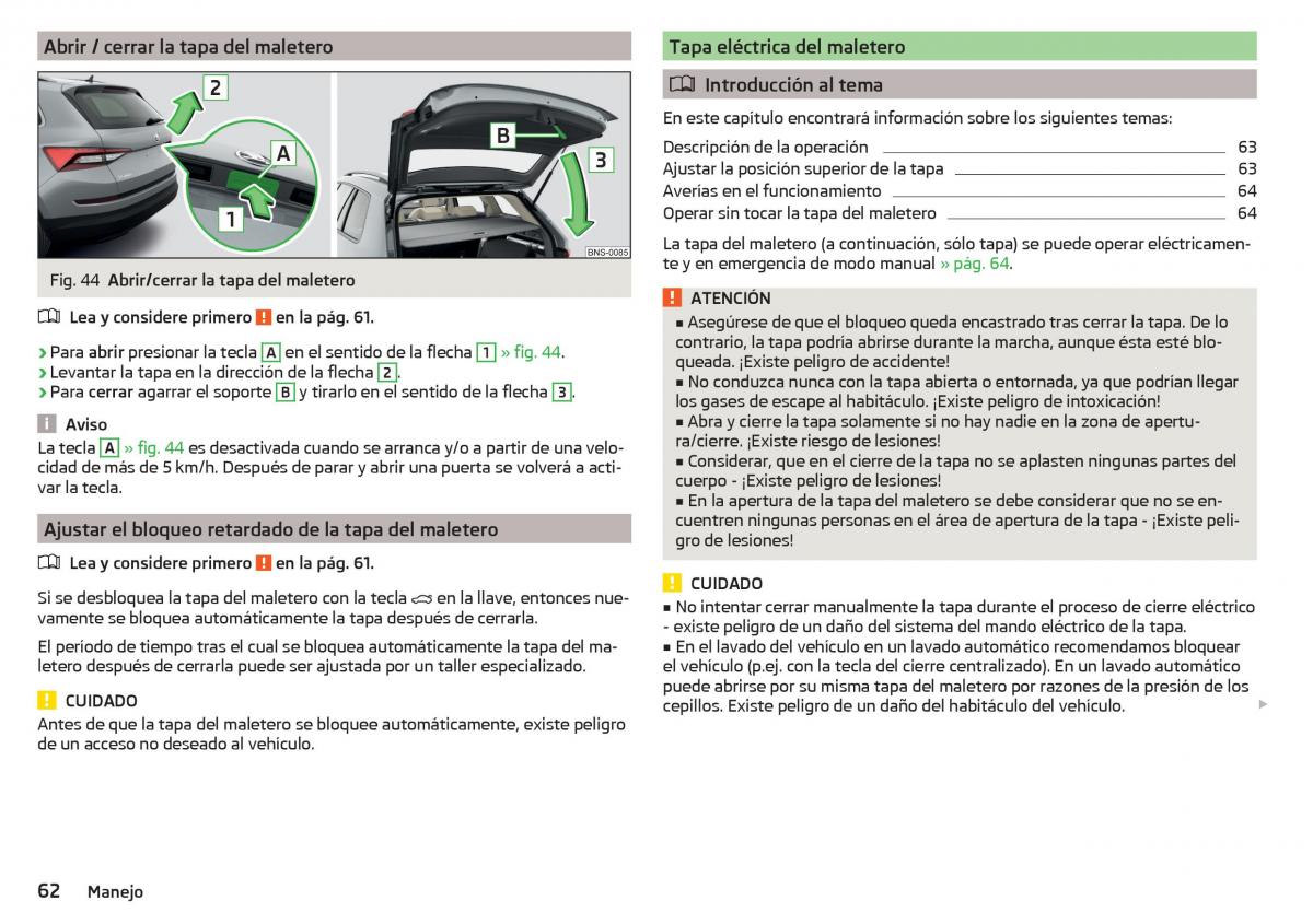 Skoda Kodiaq manual del propietario / page 64