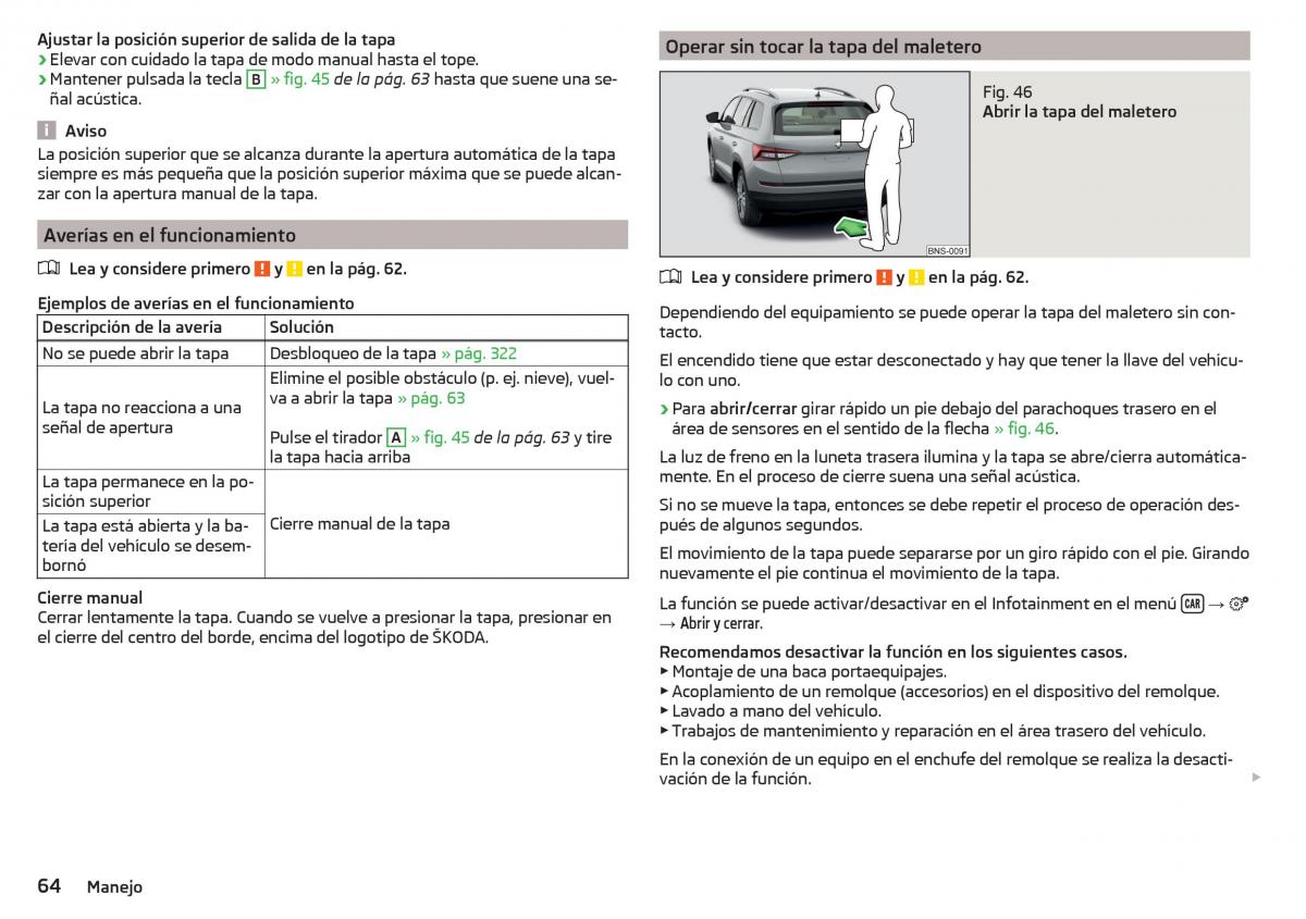 Skoda Kodiaq manual del propietario / page 66