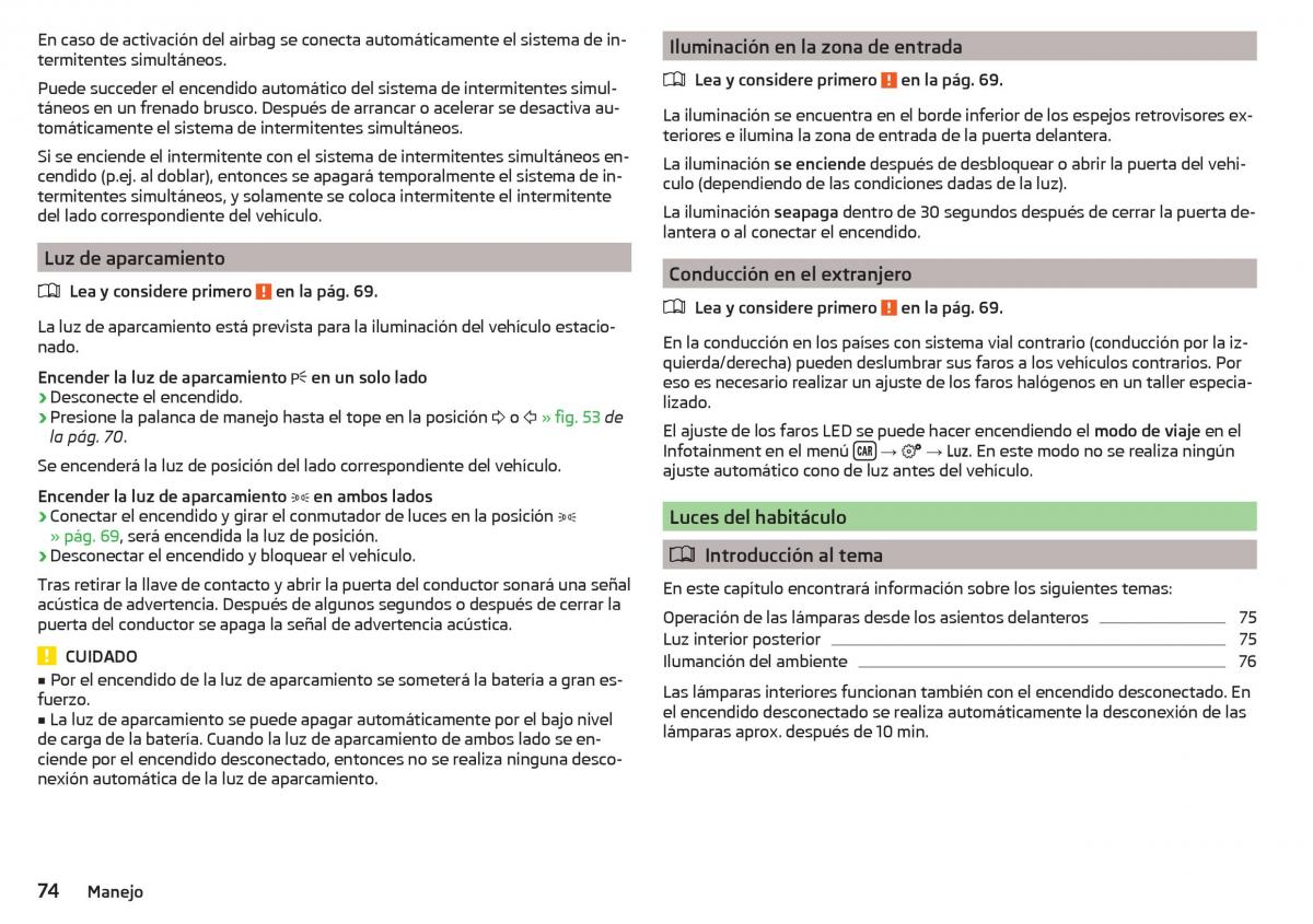 Skoda Kodiaq manual del propietario / page 76