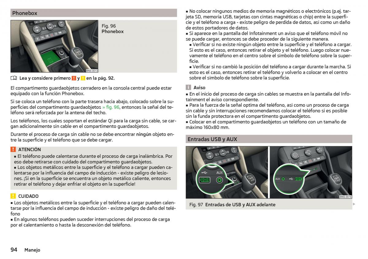 Skoda Kodiaq manual del propietario / page 96