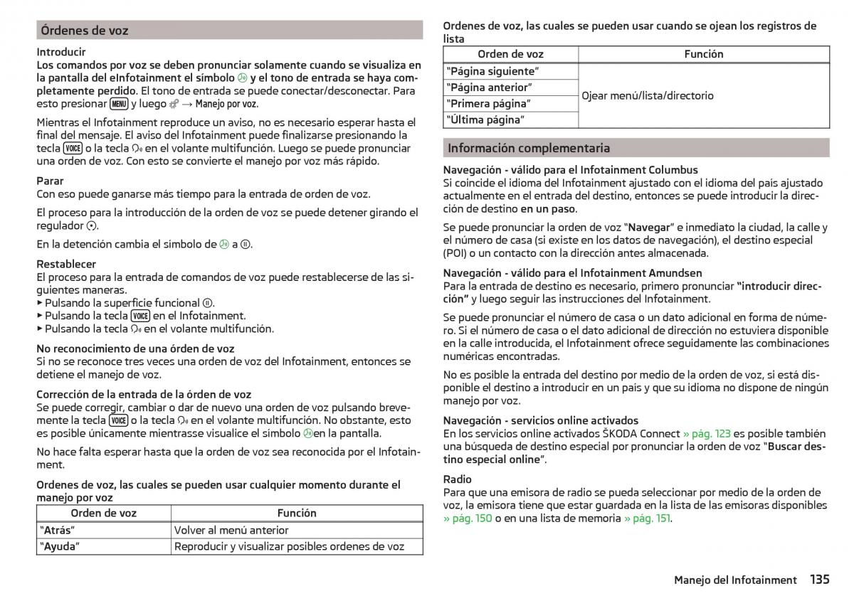 Skoda Kodiaq manual del propietario / page 137