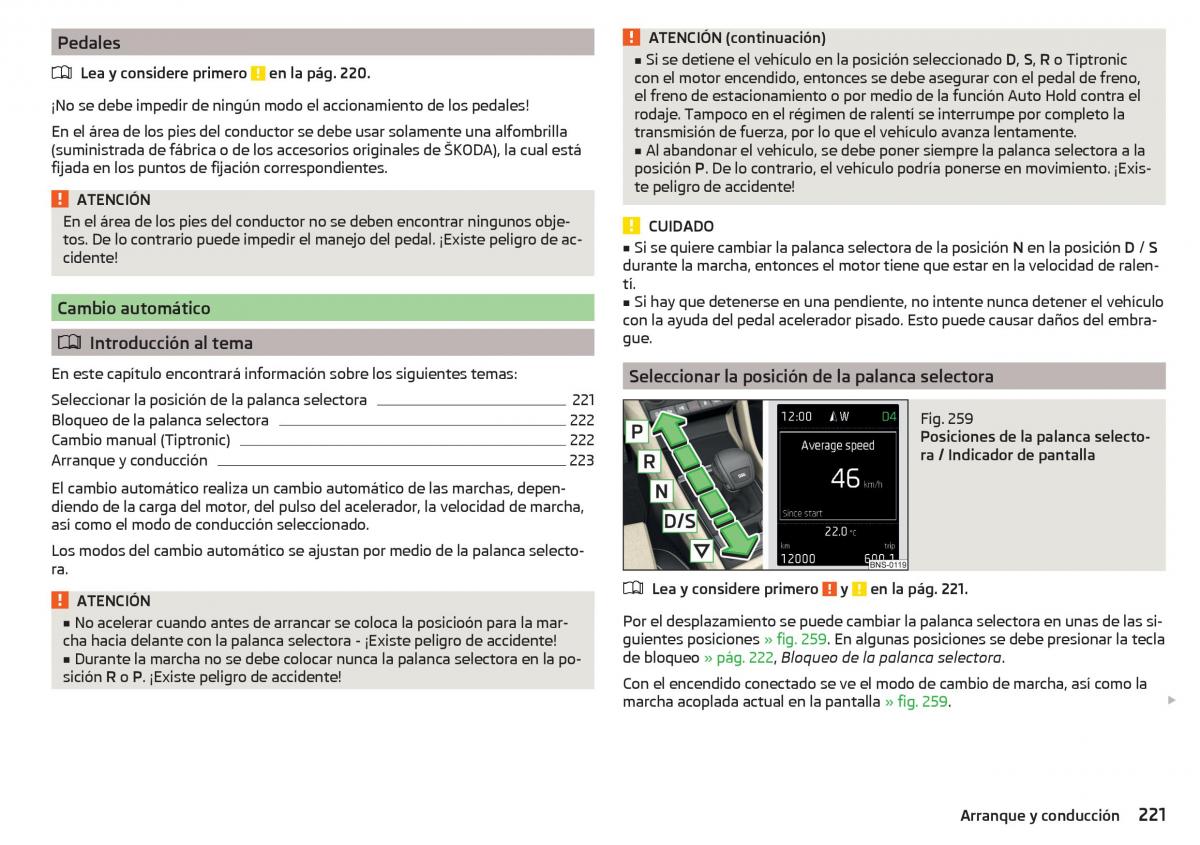 Skoda Kodiaq manual del propietario / page 223