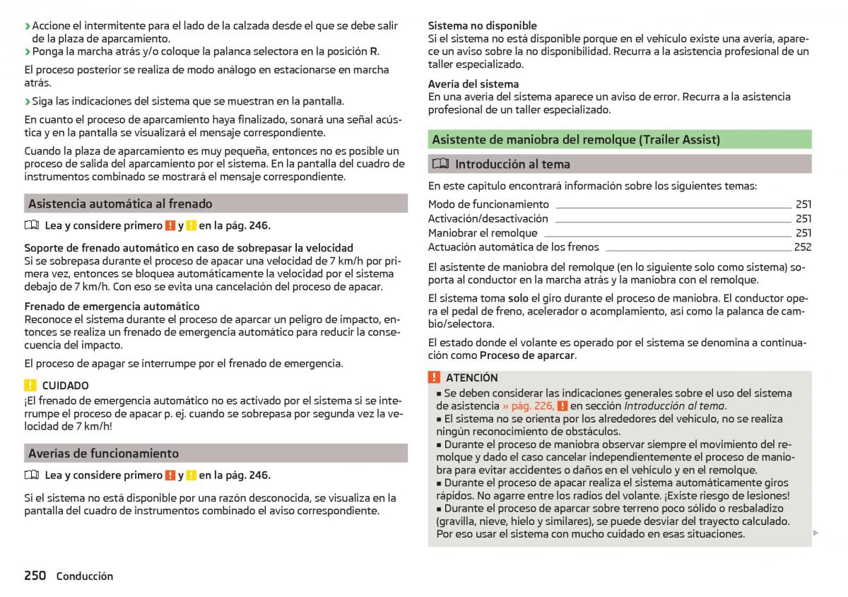 Skoda Kodiaq manual del propietario / page 252