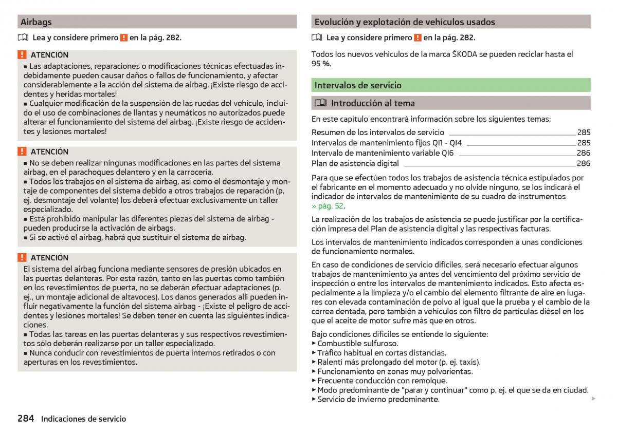 Skoda Kodiaq manual del propietario / page 286