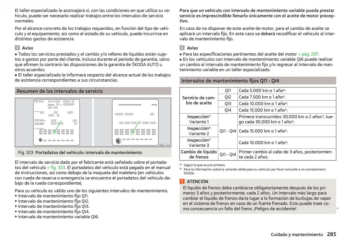 Skoda Kodiaq manual del propietario / page 287