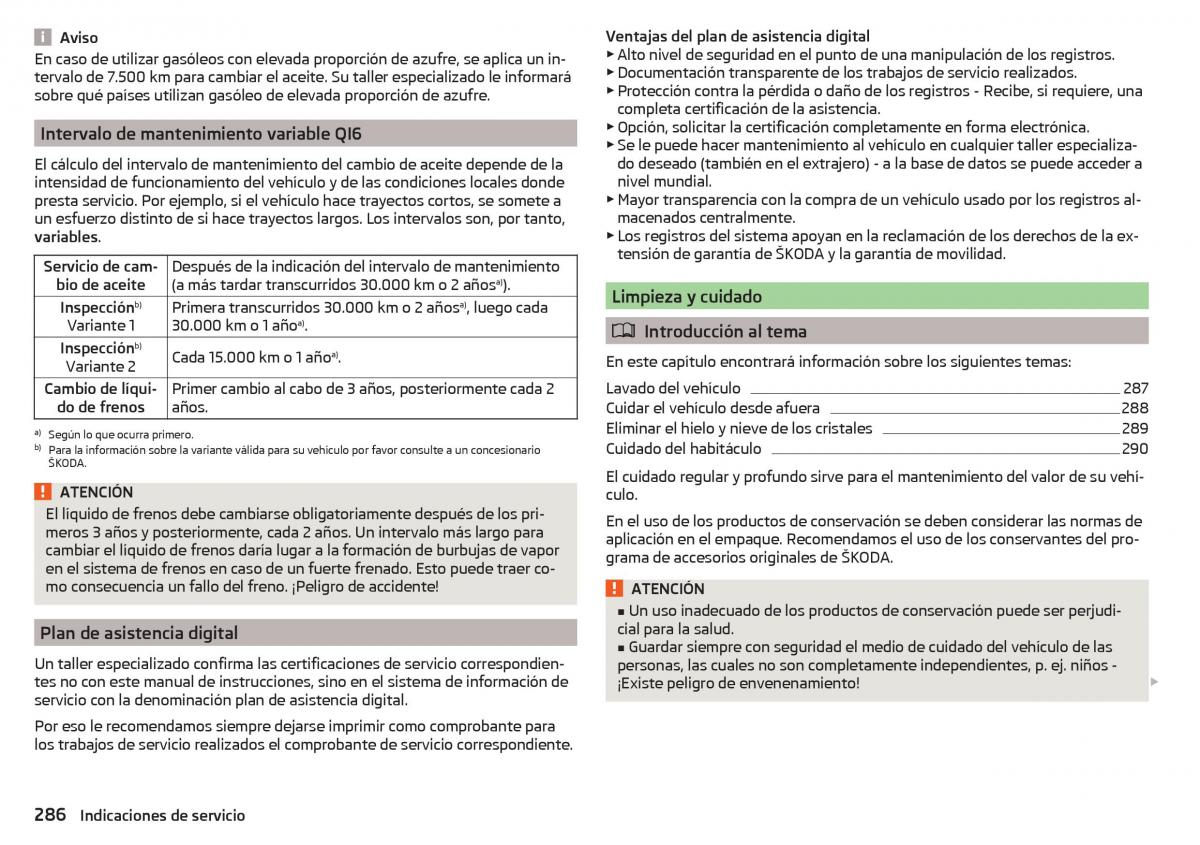 Skoda Kodiaq manual del propietario / page 288