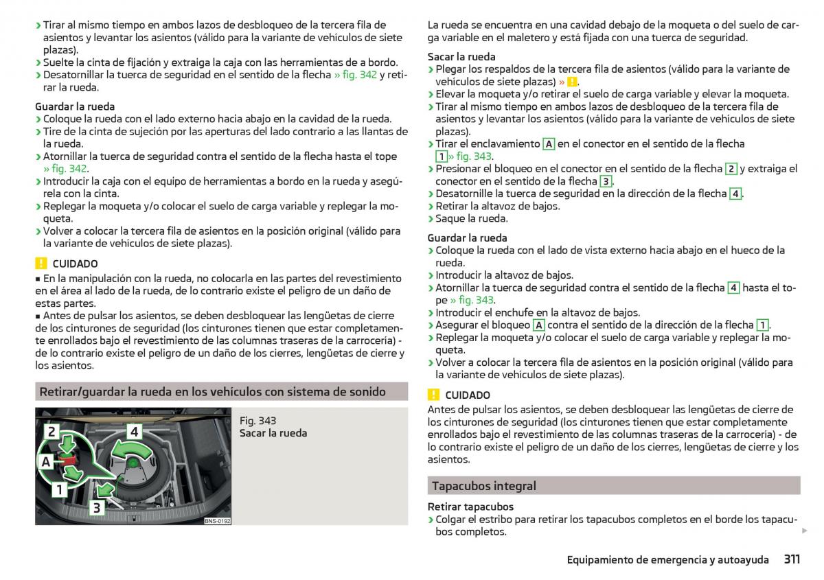 Skoda Kodiaq manual del propietario / page 313