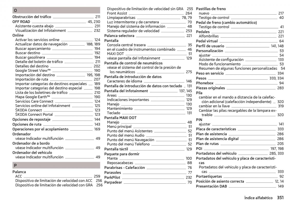 Skoda Kodiaq manual del propietario / page 353