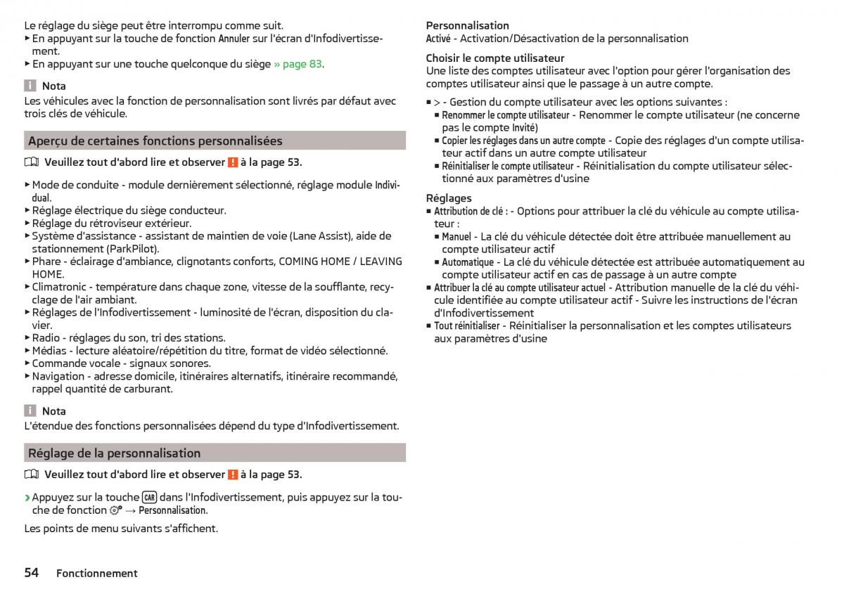 Skoda Kodiaq manuel du proprietaire / page 56