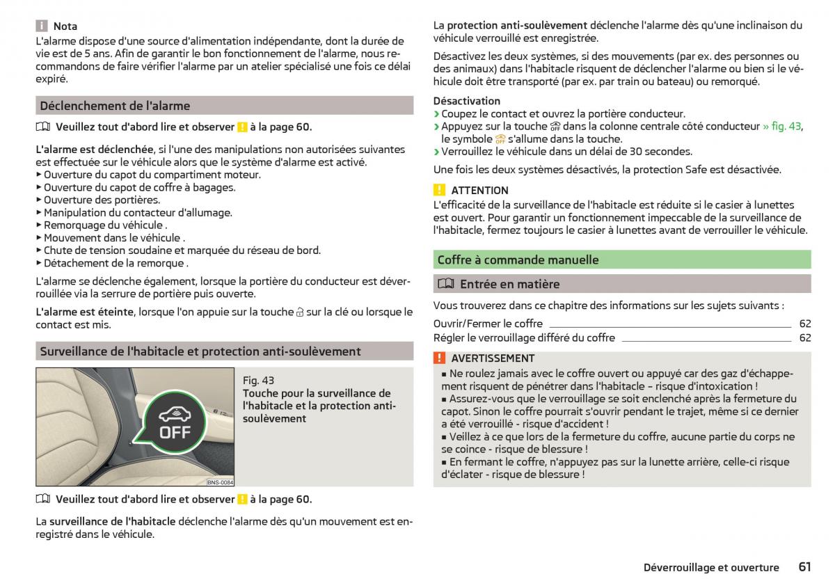 Skoda Kodiaq manuel du proprietaire / page 63