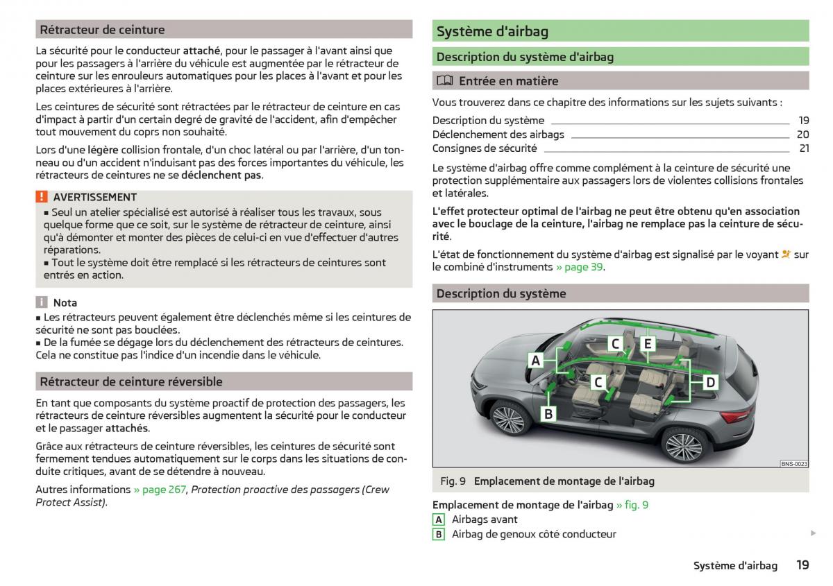 Skoda Kodiaq manuel du proprietaire / page 21