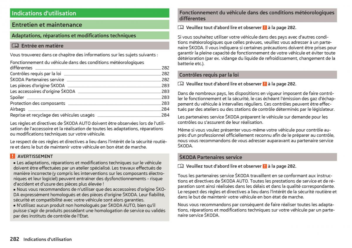 Skoda Kodiaq manuel du proprietaire / page 284