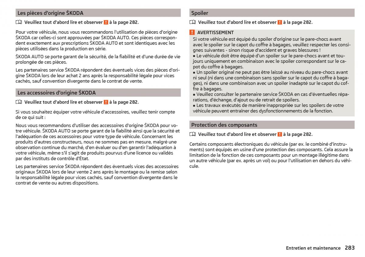 Skoda Kodiaq manuel du proprietaire / page 285