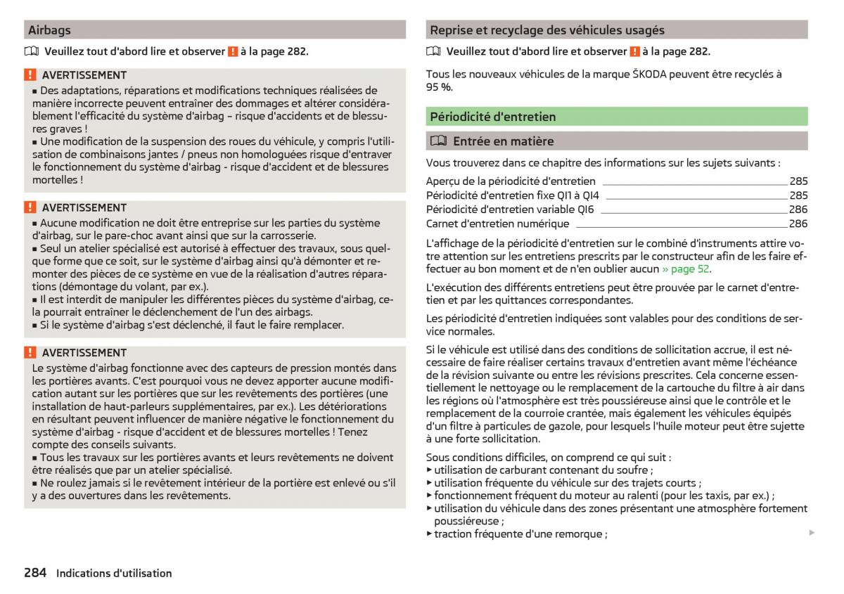 Skoda Kodiaq manuel du proprietaire / page 286