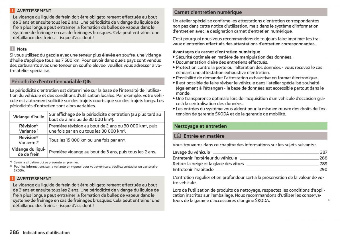 Skoda Kodiaq manuel du proprietaire / page 288