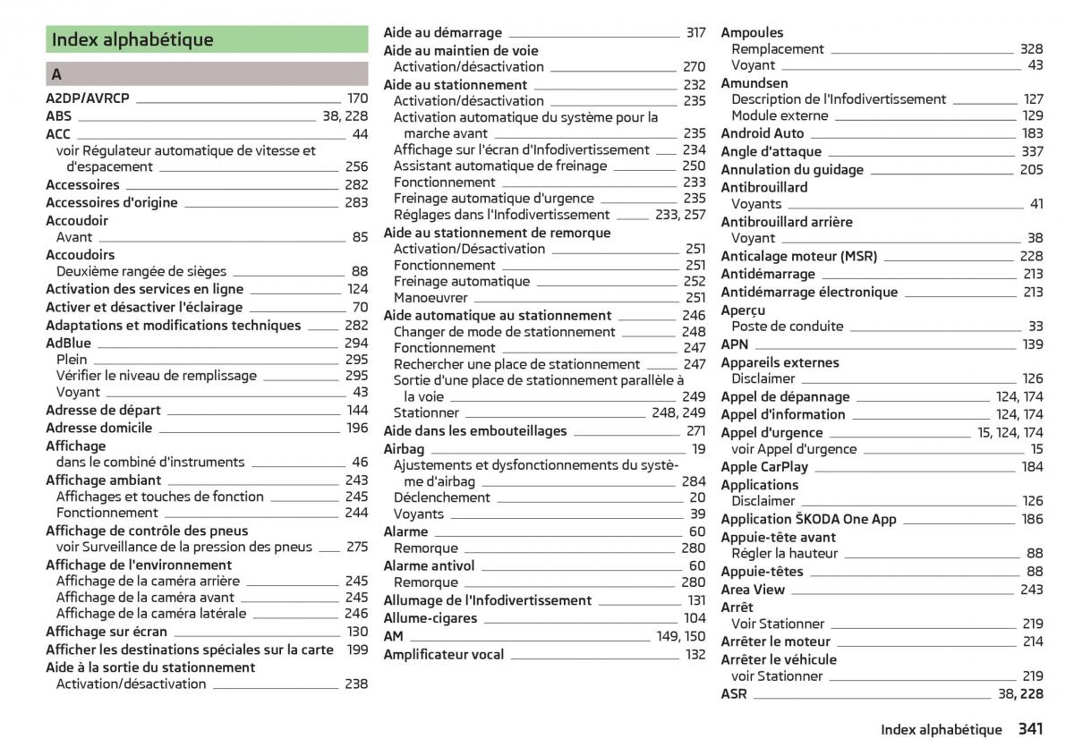 Skoda Kodiaq manuel du proprietaire / page 343