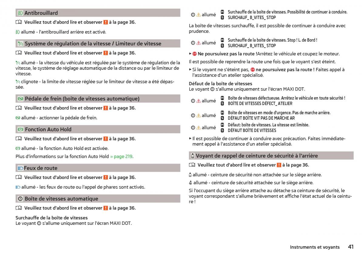 Skoda Kodiaq manuel du proprietaire / page 43