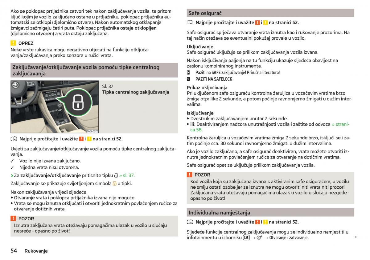 Skoda Kodiaq vlasnicko uputstvo / page 56