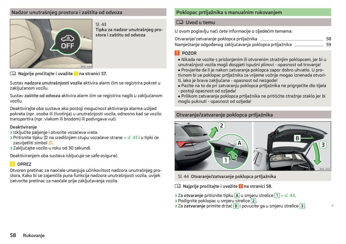 Skoda Kodiaq vlasnicko uputstvo / page 60