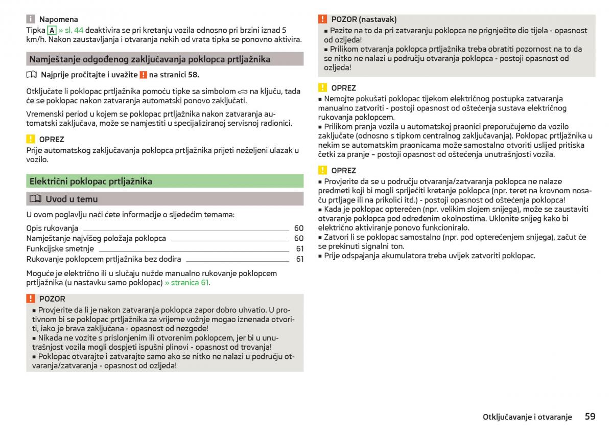 Skoda Kodiaq vlasnicko uputstvo / page 61