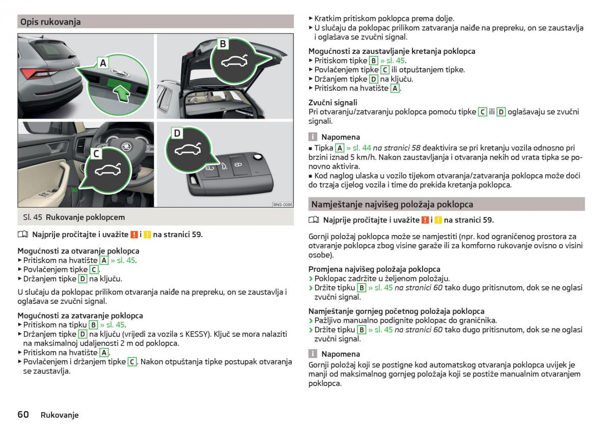 Skoda Kodiaq vlasnicko uputstvo / page 62