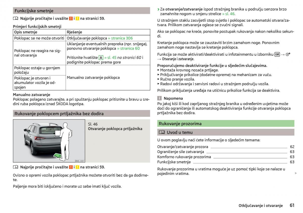 Skoda Kodiaq vlasnicko uputstvo / page 63