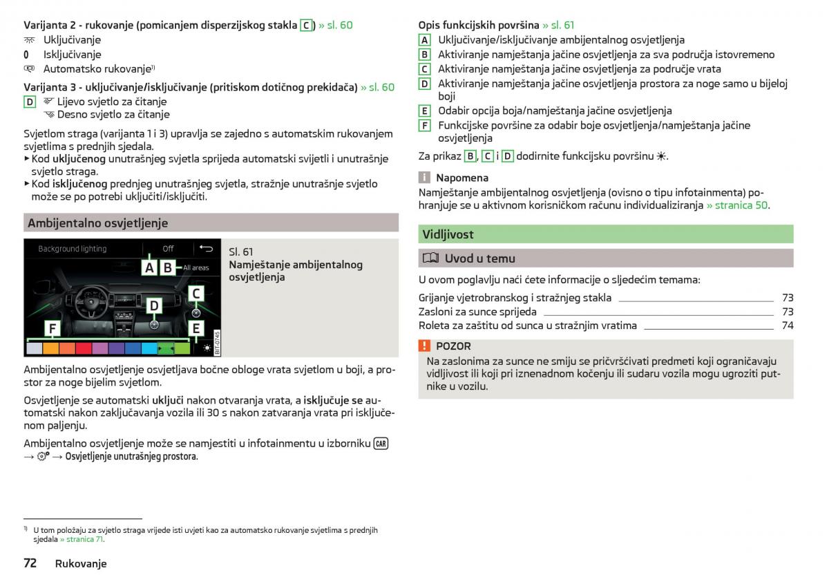 Skoda Kodiaq vlasnicko uputstvo / page 74