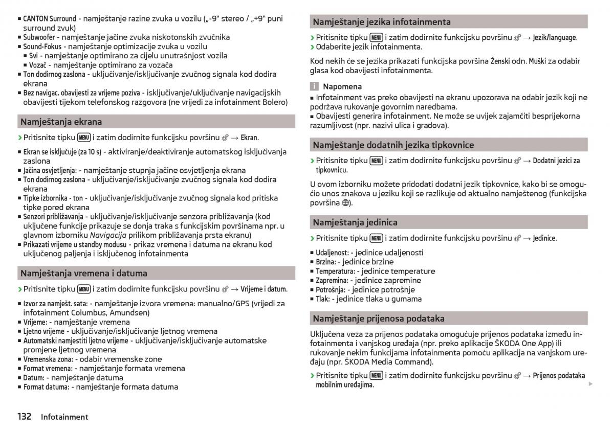 Skoda Kodiaq vlasnicko uputstvo / page 134