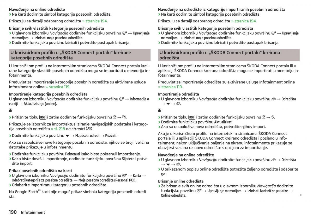 Skoda Kodiaq vlasnicko uputstvo / page 192