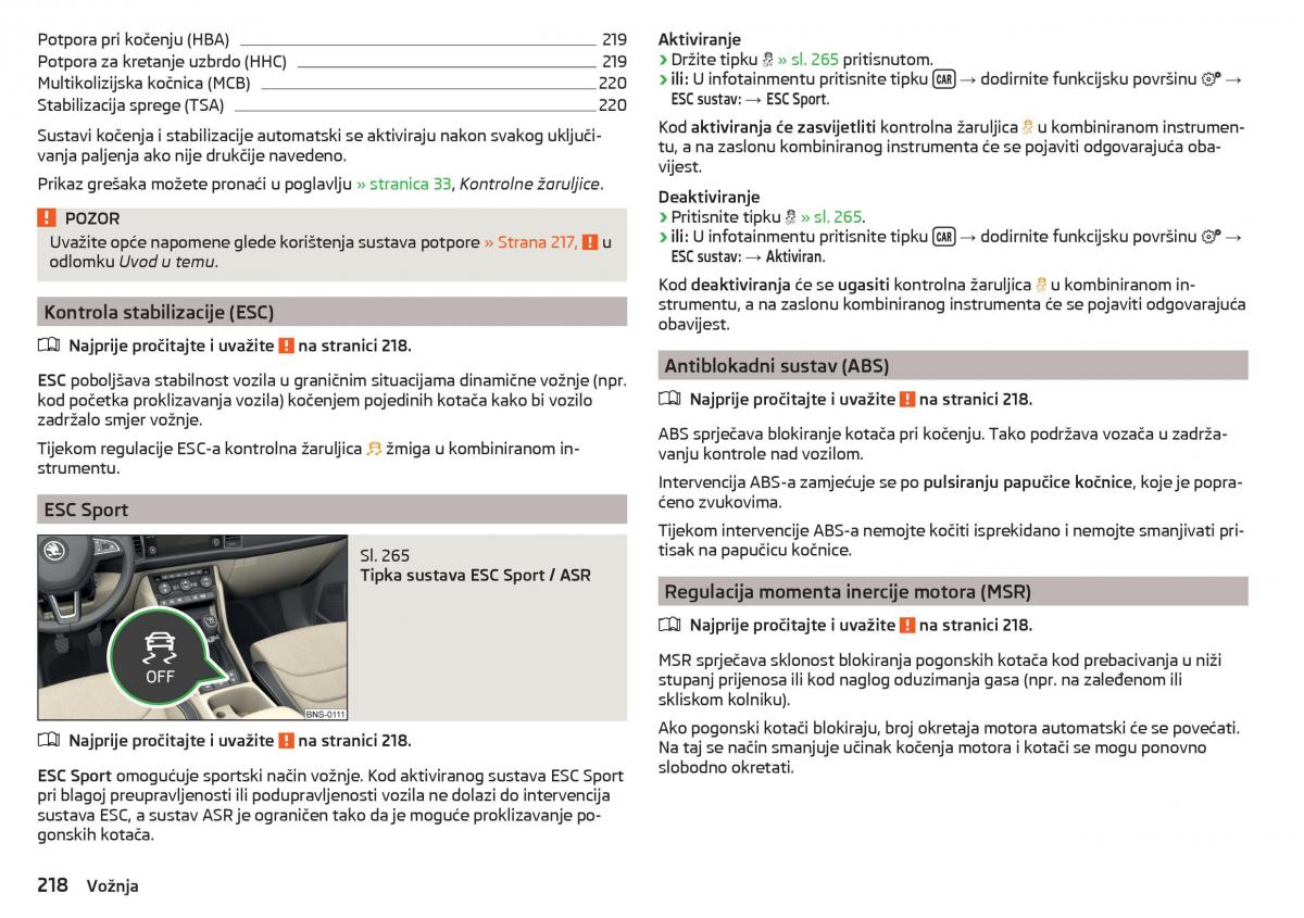 Skoda Kodiaq vlasnicko uputstvo / page 220