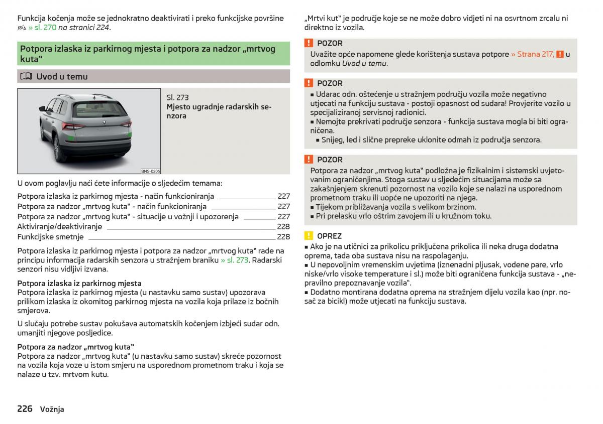 Skoda Kodiaq vlasnicko uputstvo / page 228